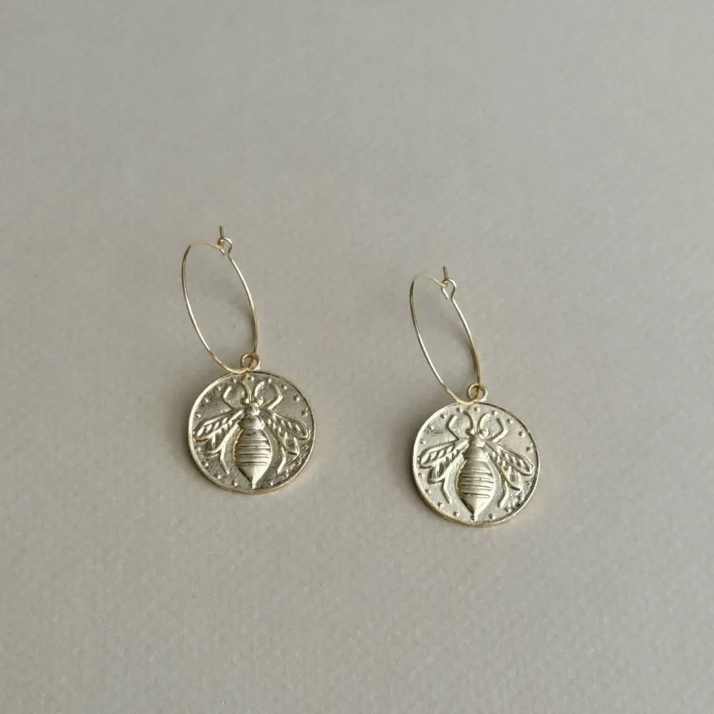 Bee Hoop Earrings #2423